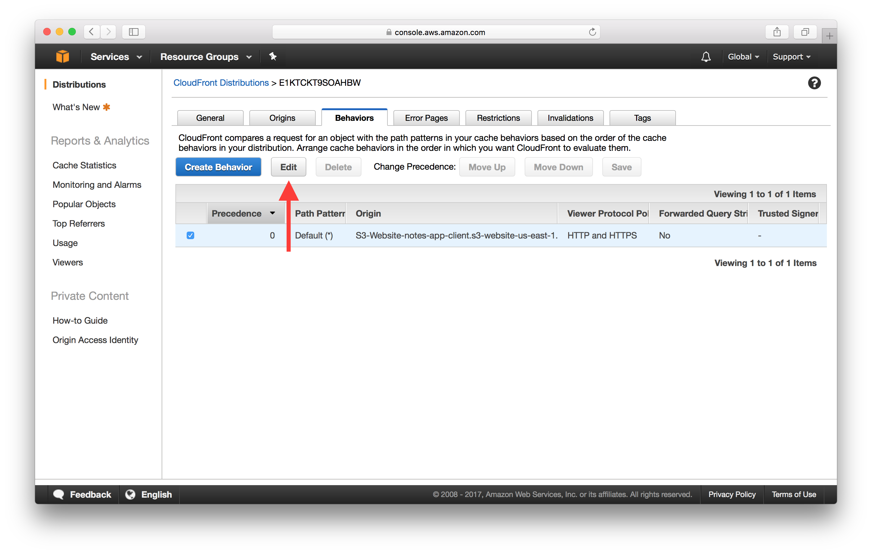 Edit Distribution Behavior screenshot