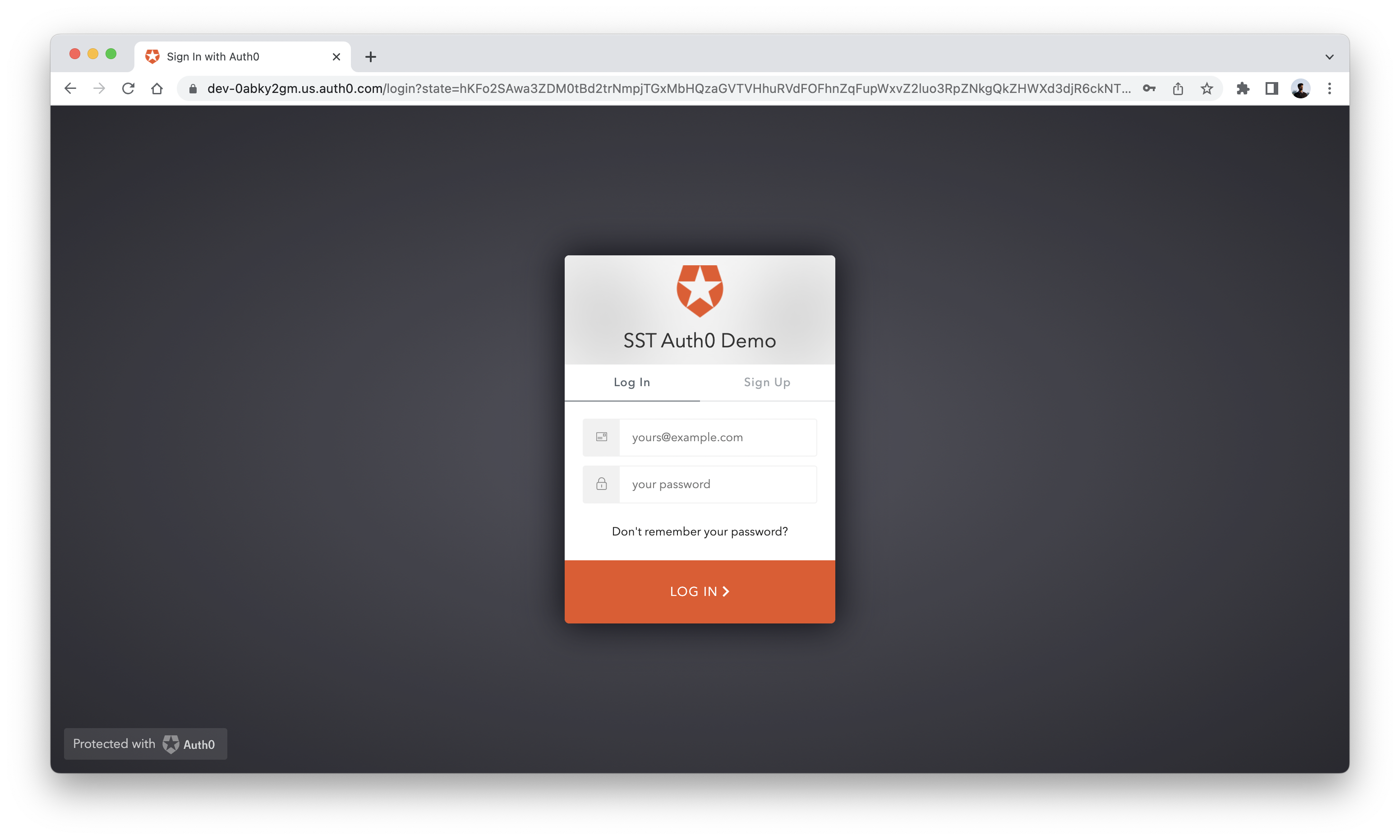 login button click auth0 login screen