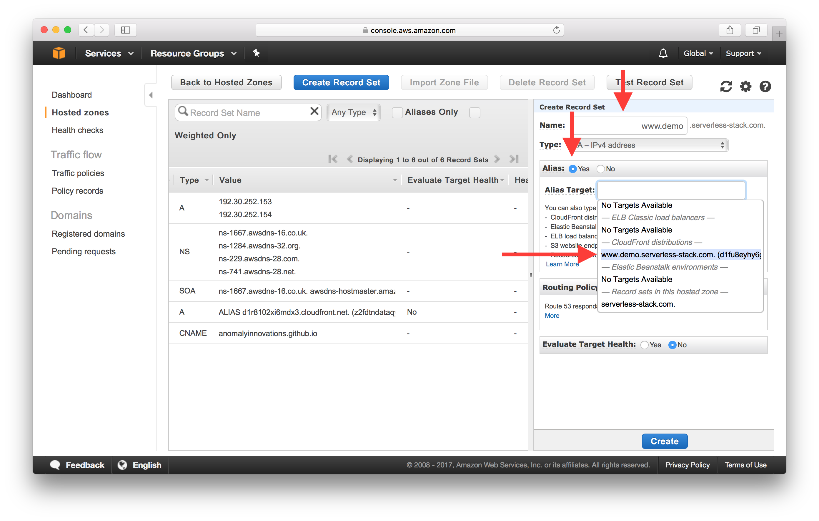 Fill in record set detials screenshot