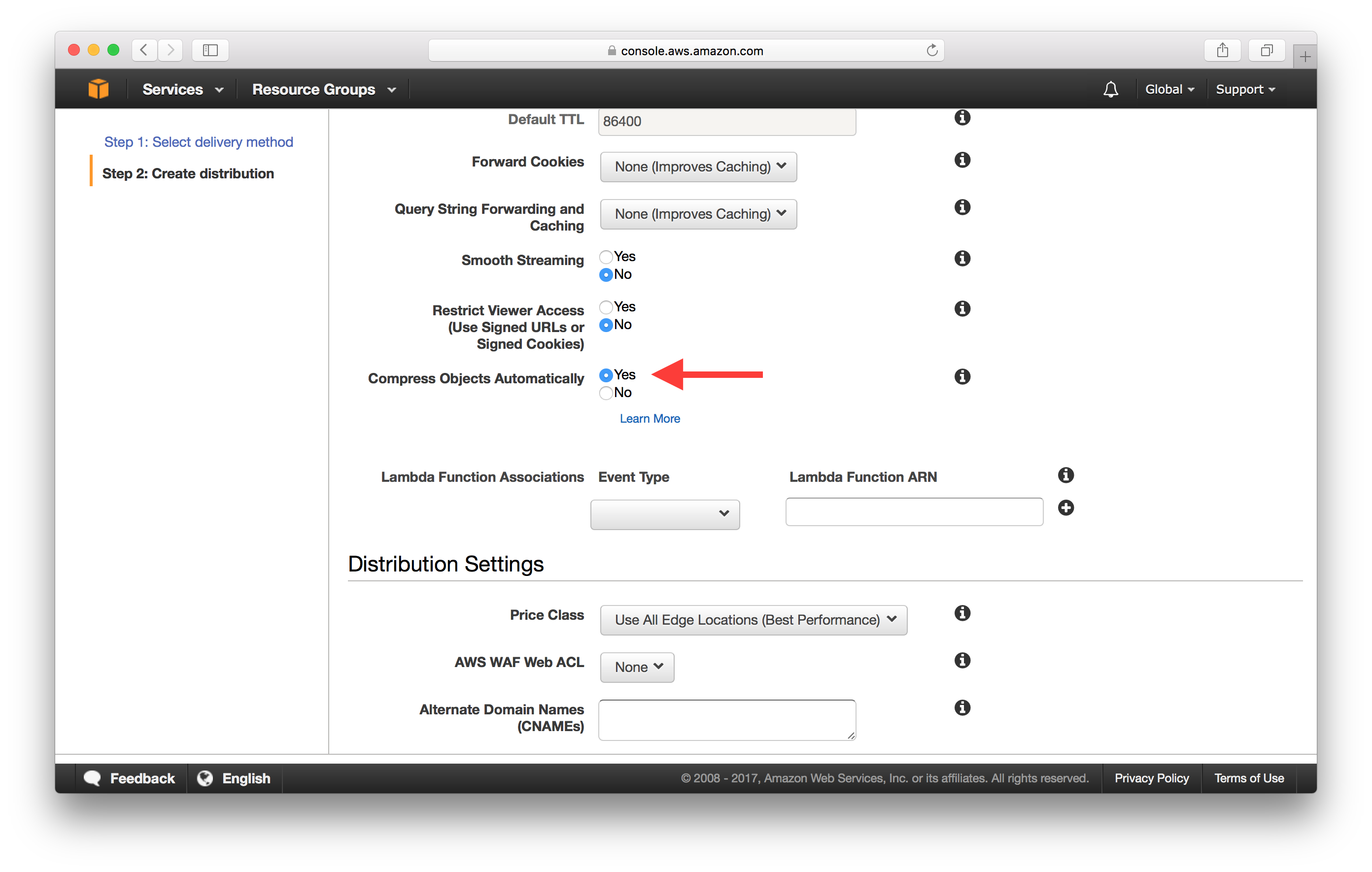 Select compress objects automatically screenshot